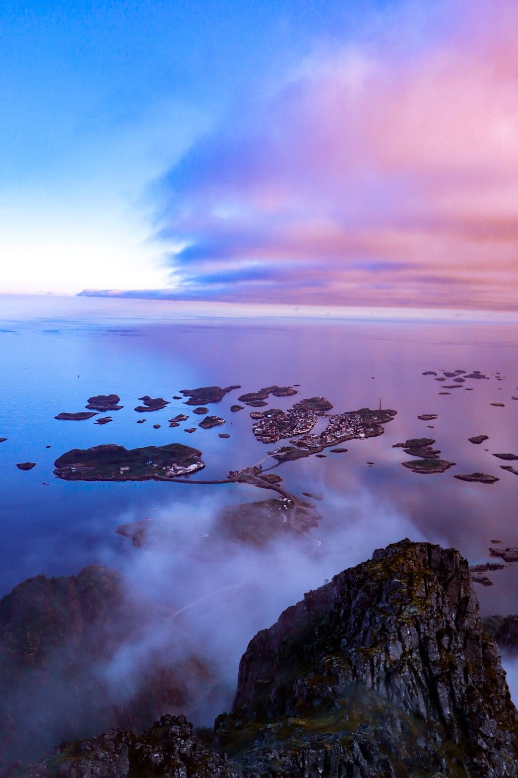 Sunset in Lofoten, Norway.